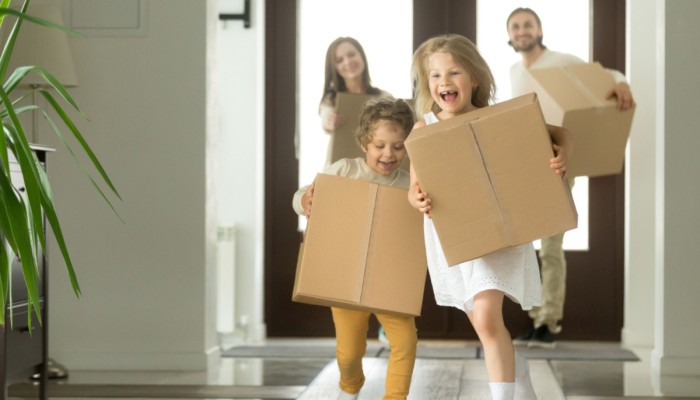 Family with Boxes