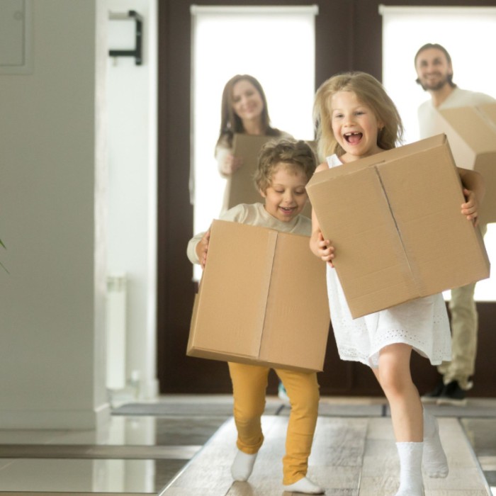 Family with Boxes
